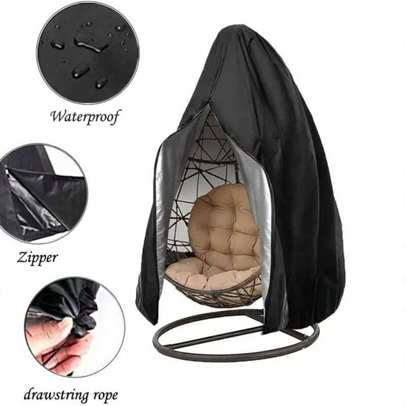 🪑Heavy‑Duty Waterproof Hanging Egg Chair Cover – UV resistant, durable Oxford cloth, easy zipper. Protects year‑round.